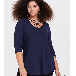TORRID Navy cage detail tunic